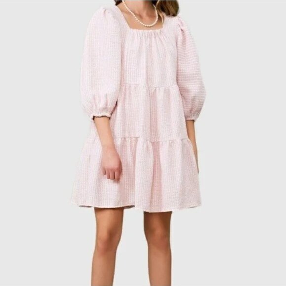 SISTER JANE XS Rosey Knees Pink White Tweed Confeetti Dress Milkmaid - Picture 13 of 13